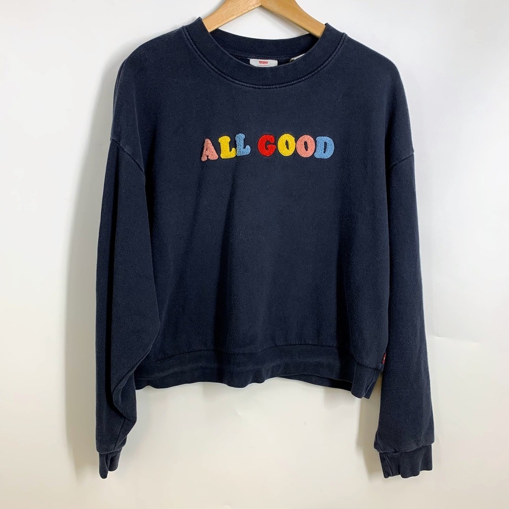 Levis Women's Black Crewneck Sweatshirt All Good Graphic Size M